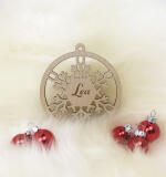 Houten kerstbal met sneeuwvlokje & gecentreerde naam